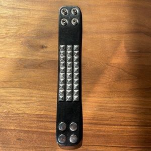 Leather studded wristband